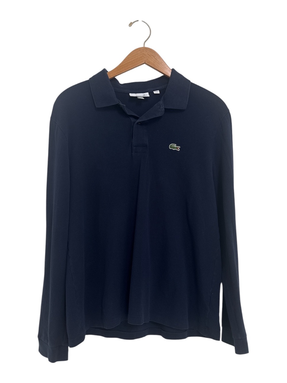 Lacoste Classic Fit Long Sleeve Polo - Navy with Green Logo